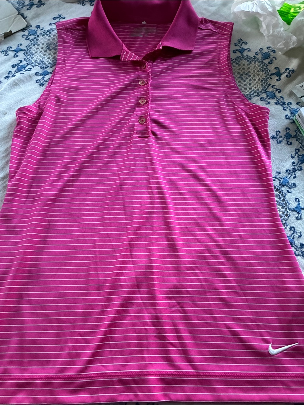 Nike Golf Women’s Pink Striped Sleeveless Polo Tank